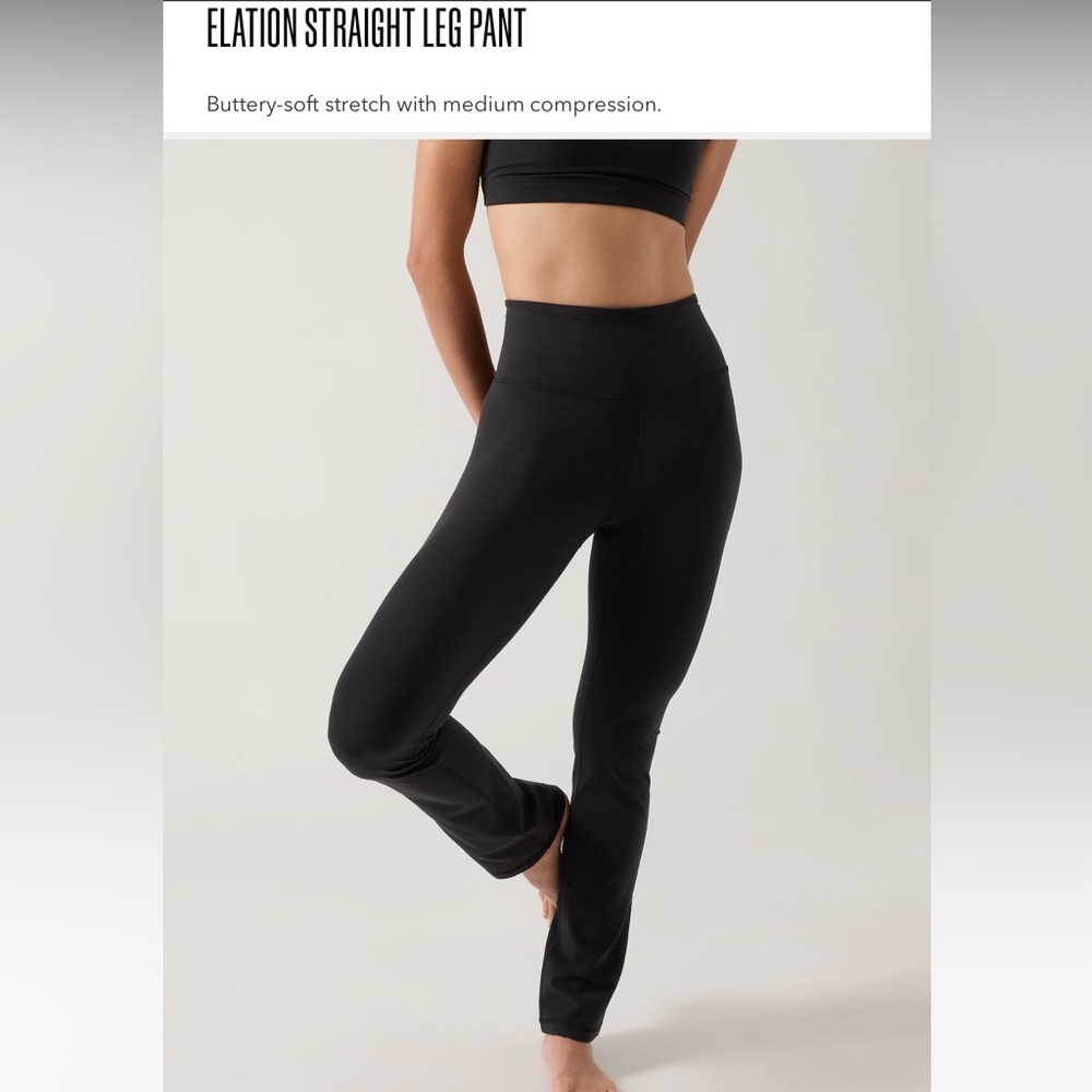 ATHLETA “ELATION STRAIGHT LEG PANT” BLACK/MEDIUM PETITE